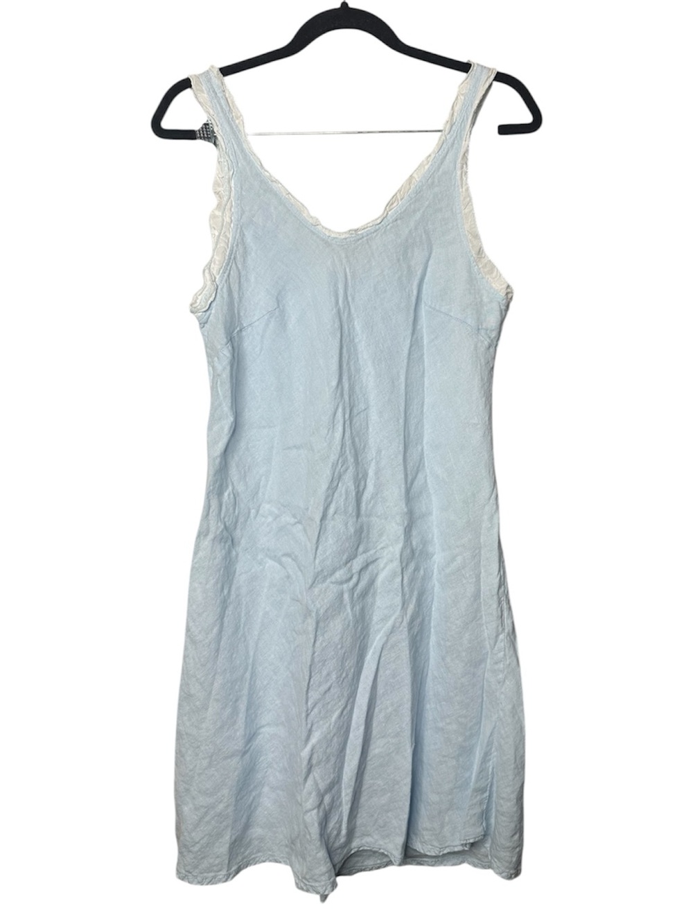 Meo Meli Linen Dress Light Blue Ruffle